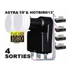 lnb monobloc hot-bird 13, et Astra 19 quatre utilisateur, 4 decodeur, HDtv / UHD / 4 K