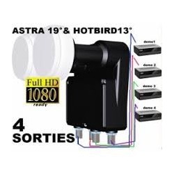 Monoblock LNB 13 hot Bird und Astra 19 vier Benutzer, 4 Decoder, HDtv / UHD / 4 K