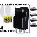 monobloc LNB 13 hot bird and Astra 19 four user, 4 decoder, HDtv / UHD / 4 K