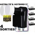 Monoblock LNB 13 hot Bird und Astra 19 vier Benutzer, 4 Decoder, HDtv / UHD / 4 K